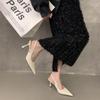 Beautiful Sandals with Skirt Black High Heels Evening Breeze Rhinestone Women's Shoes 2025 Spring French Mary Jane Shoes Single Shoes