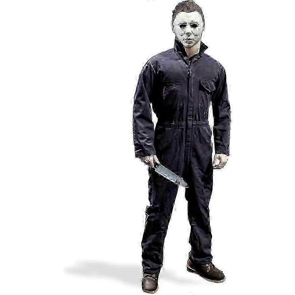 Halloween Adult Costume with Mask and Accessory Knife for Scary Cosplay Outfits