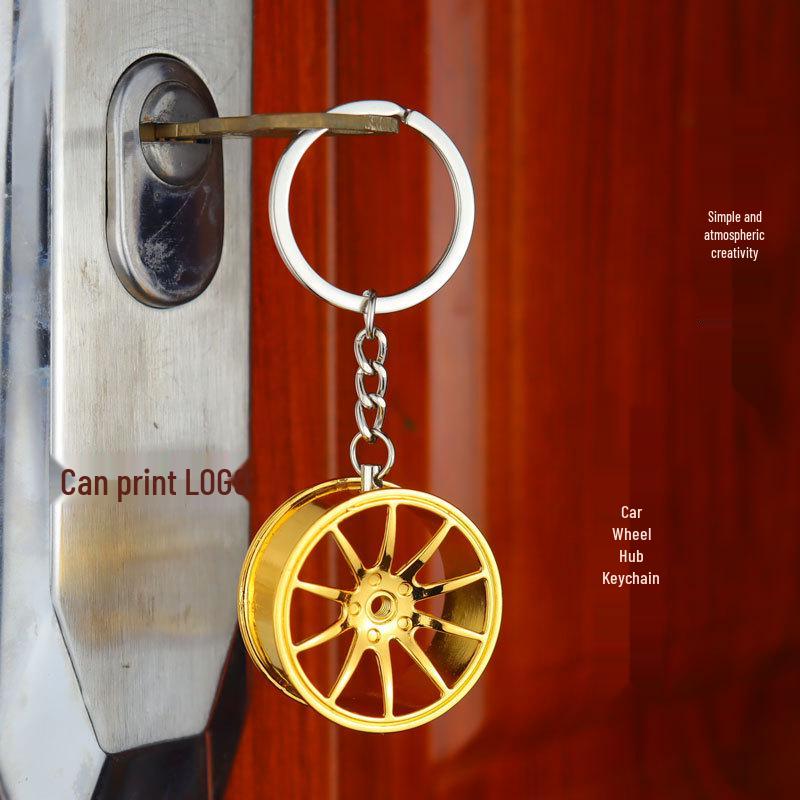 Porte-clés de voiture créatif avec levier de vitesse de turbine, moyeu de roue, disque de frein et pendentif amortisseur