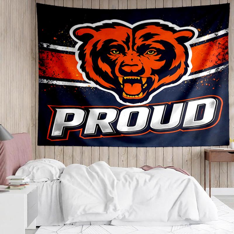 Chicago Bears logo Tapestry for Bedroom Aesthetic Classroom Tapestries Wall Hanging for Living Room Dorm Office,Ideal Creative Gift