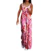 Wide Leg Overalls For Women Casual Loose Sleeveless Print Button Long Pant Romper Jumpsuit With Pockets