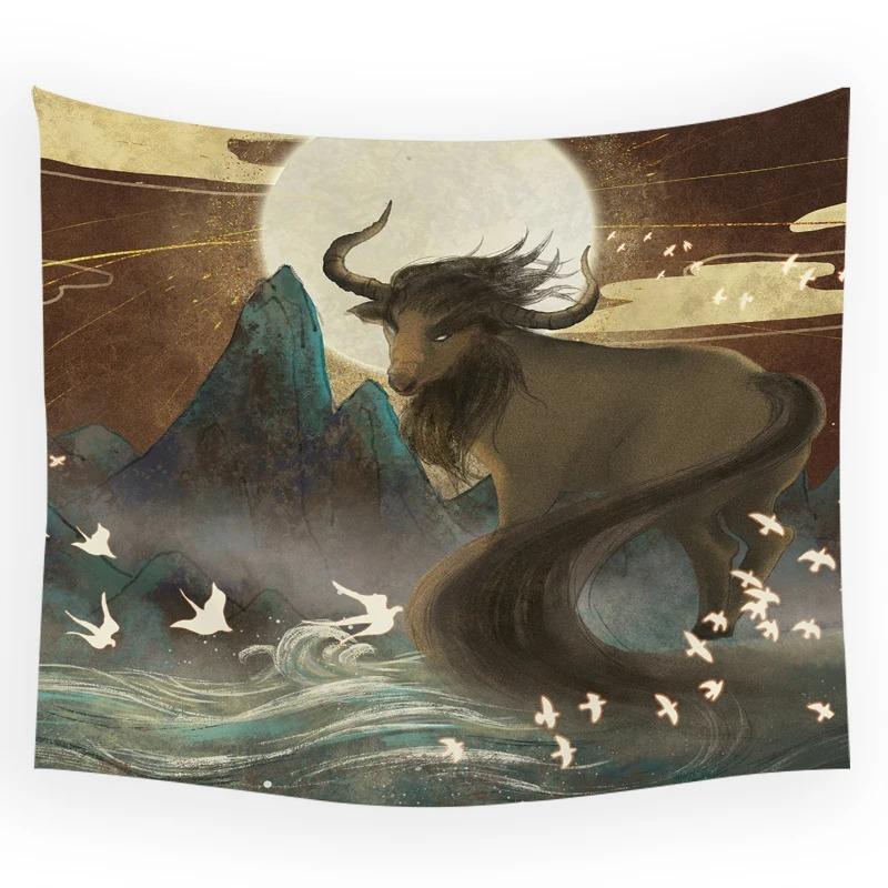 Çin Tarzı Uçan Ejderha Asılı Kumaş Ofis Oturma Odası Duvar Halısı Ev Duvar Dekorasyonu Duvar Halısı