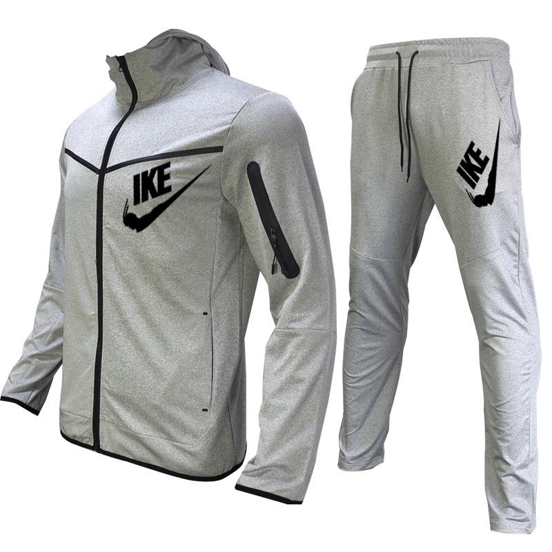 Pánská evropská a americká barevně blokovaná mikina s kapucí a tepláky