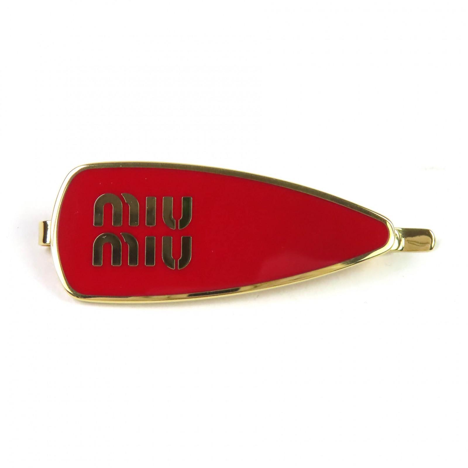 

Excellent MIUMIU hair accessory Enamel metal hair clip Logo Hairpin 5IF147 Used