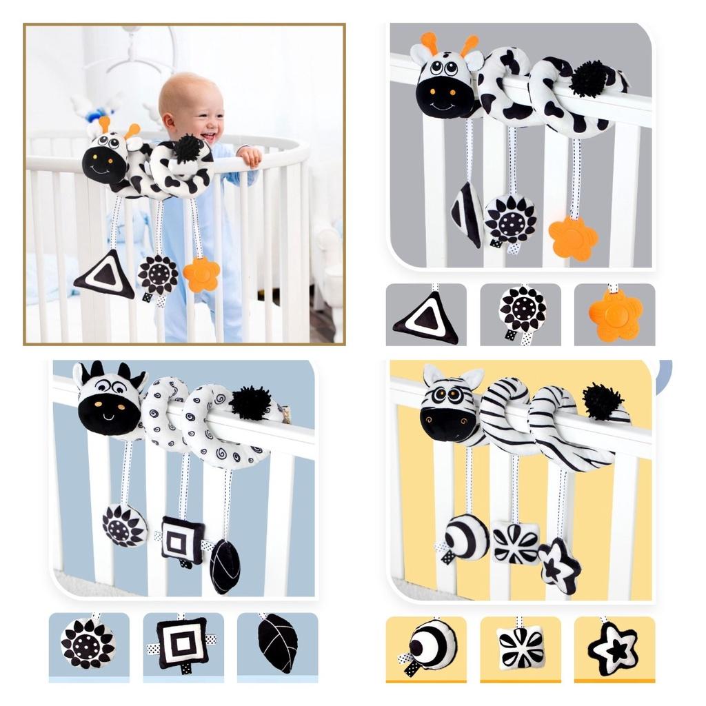Black And White Animal Visual Stimulation Early Education Crib Toy