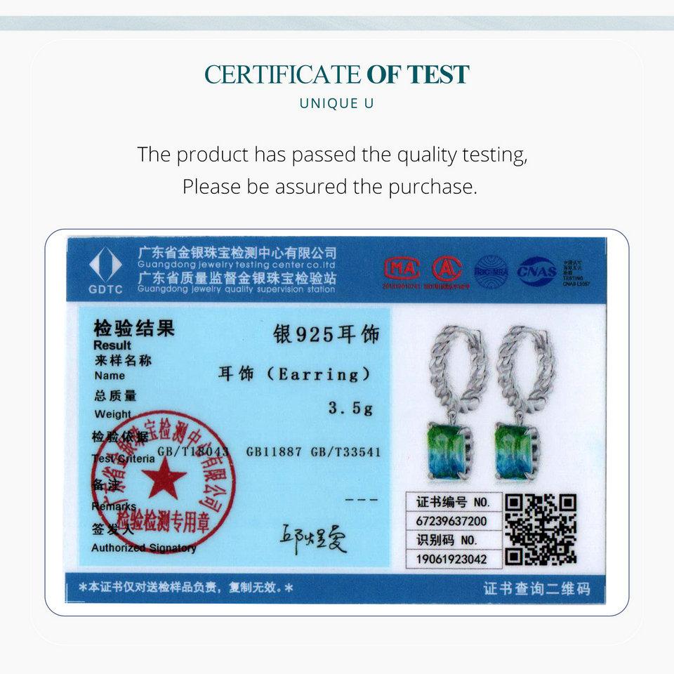 BAMOER 925 Sterling Silber Kette Ohrschnallen Blau und Grün Turmalin Creolen für Frauen Party Elegent Edlen Schmuck