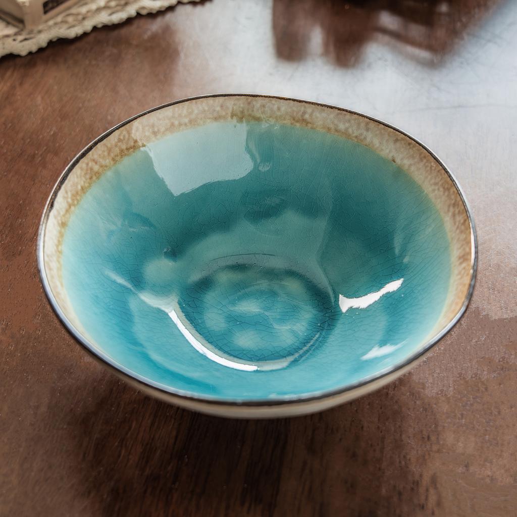Characteristic Ice Crack Glaze Ceramic Large Bowl High Value Gradual Change Open Bowl Household Round Vegetable Bowl Salad Bowl Tableware