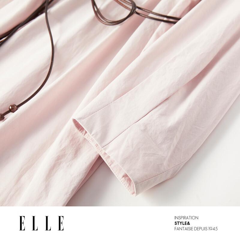 ELLE French Commuter Contrast Belt Shirt Dress