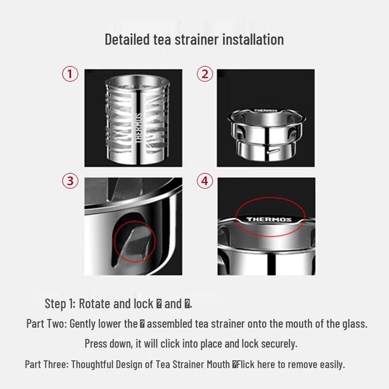 THERMOS TCGE-400 Double-Layer Glass Tea Infuser Cup