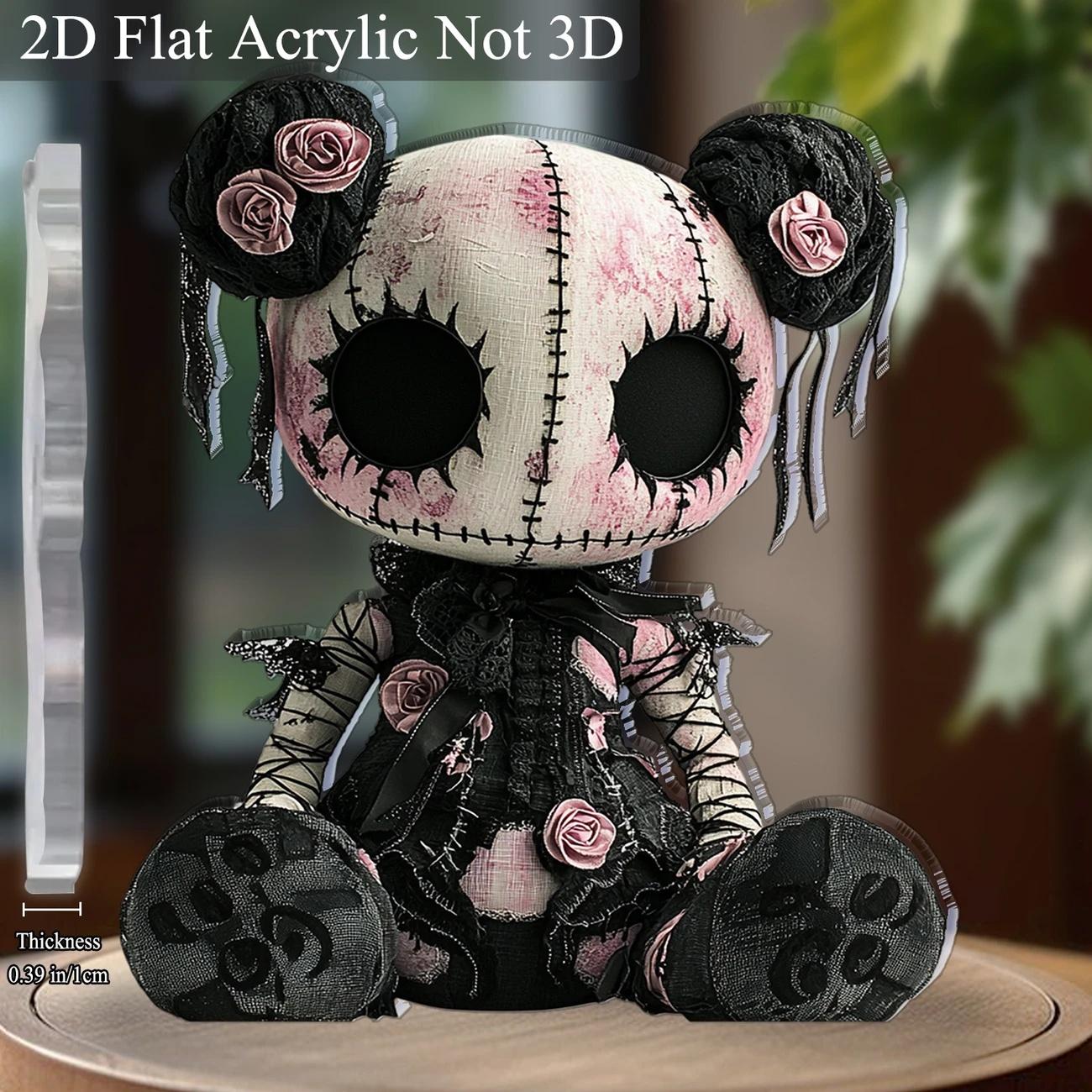 Gothic Horror Doll Decoration - Skull & Roses 2D Art for Halloween & Cafes чистый