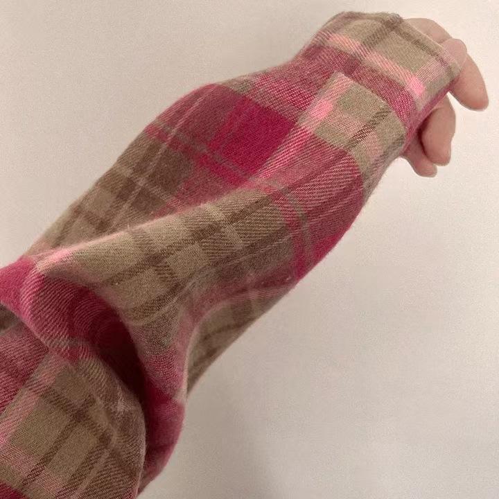 Korean Style Women's Plaid Shirt Top Plaid Shirt Loose and Versatile Thin Shirt Jacket