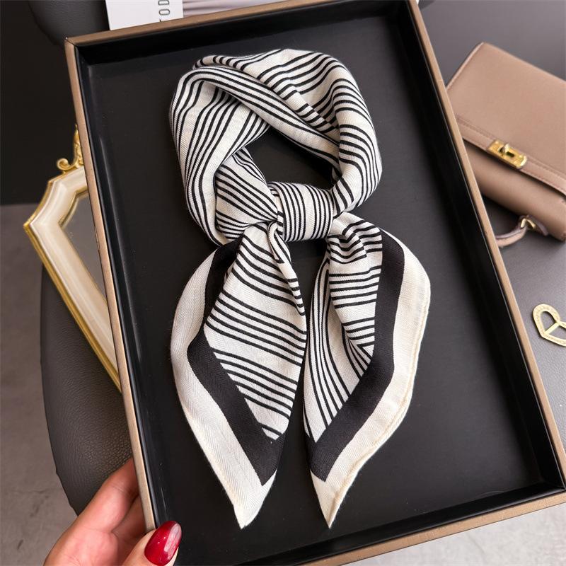 Luxury Brand Linen-Cotton Print Square Scarf Women Neck Tie Female Hair Bandana Headkerchief Shawl Wrap Hijab Echarpe