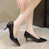 New Style Women's Black Sexy Evening Party High Heels Slip On Pointed Toe Pumps Ladies Designer Shoes Plus Size
