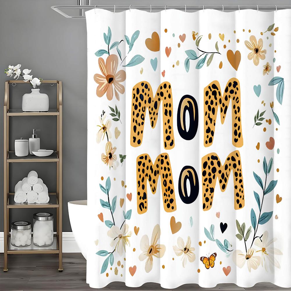 

С Днем матери Цветочный Текст Мама Шторка для душа, Декоративная шторка для душа для ванной комнаты, Водонепроницаемая шторка для душа с крючками 90*180cm