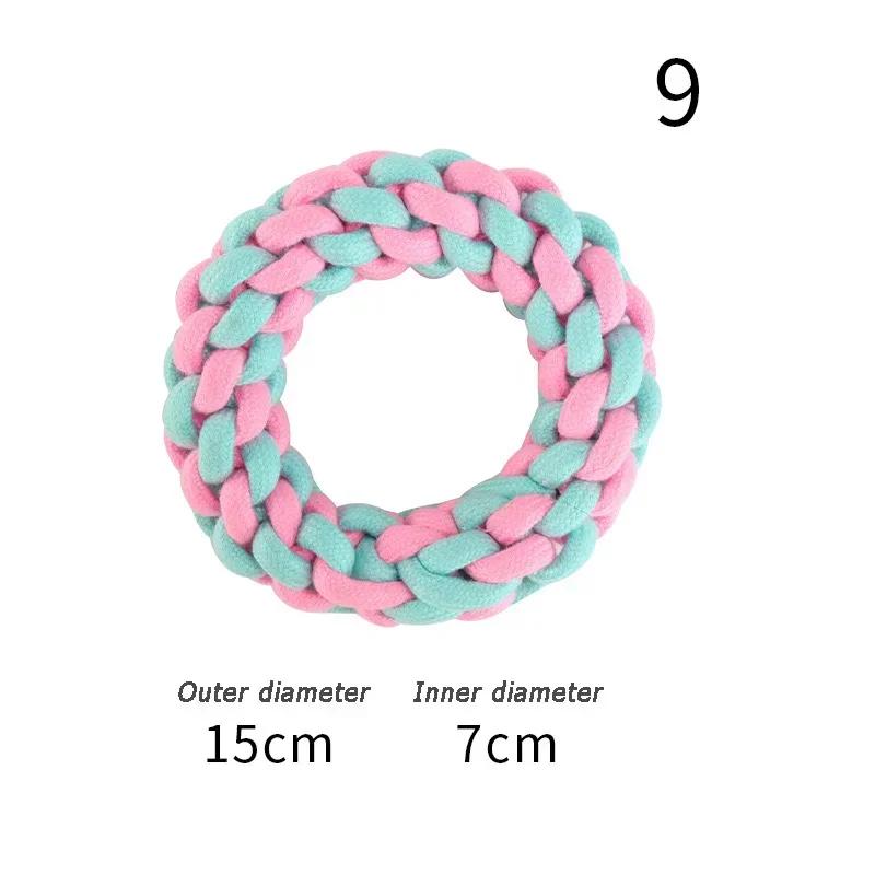 JUSTINLAU Pet Toys Anti-bite Teeth Cleaning Toys Pink Blue Mini Ball Cotton Knot Tooth-grinding Toys for Dogs Home Pet Supplies