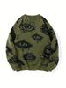 Men's Trendy Dark Style Eye Pattern Knit Sweater - European/American Streetwear, Autumn/Winter Collection