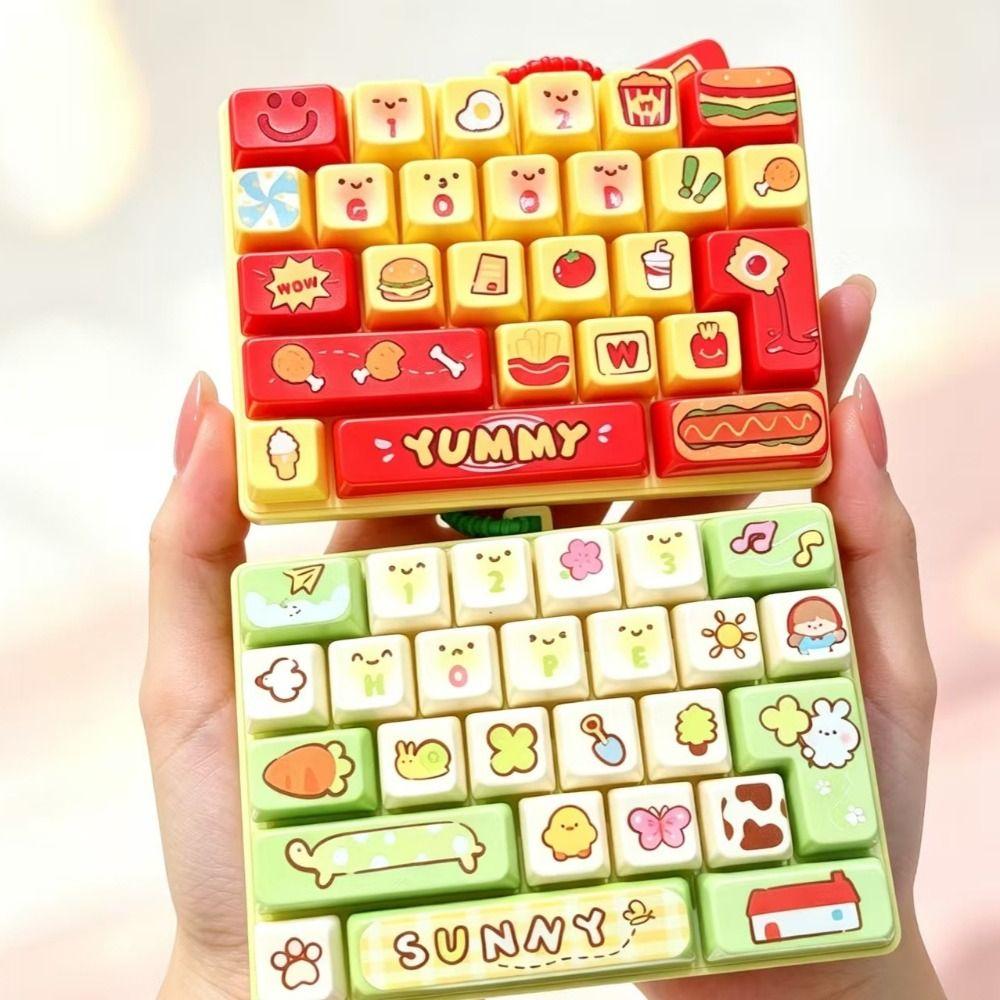26-key Keyboard Keychain Pressable Keys Press Button Toy Cute Keyboard Fidget Toy Bag Ornament