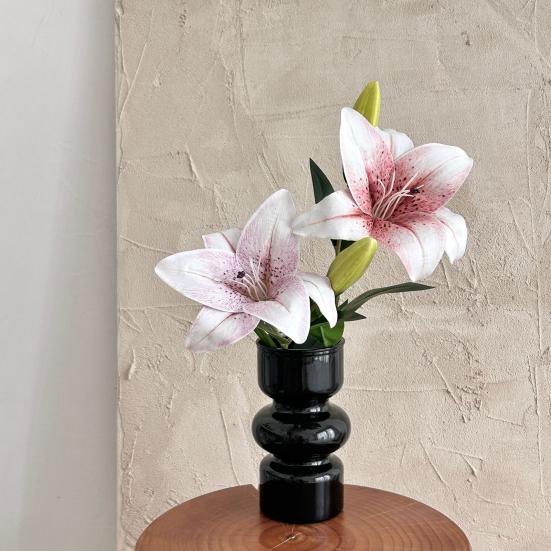 20inch Artificial Lily Flower Fake Real Touch Lily with 2 Heads Blooms 2 Buds for Home Office Decor Wedding Party Spring Table