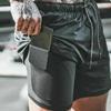 Mens Sports Gym Running Shorts Dual Layer Drawstring Quick Dry with Pocket Pants