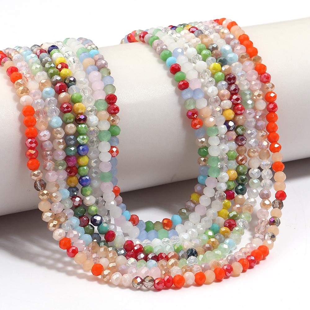 1 Strand 3x2mm Faceted Crystal Beads AB Mixed Color Glass Loose Spacer Bead For Jewelry Making DIY Necklace Bracelet Accessories