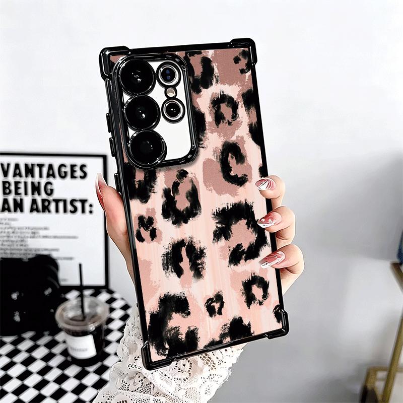 Leopard Print Trend Desgin Plating Phone Case For Samsung Galaxy S24 S25 FE S26 Edge S23 Ultra S22 S21 Plus S20 Anti-Fall Airaba