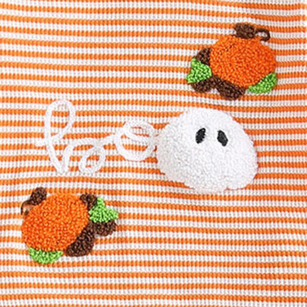 Dětská Unisex Halloweenová pletená pruhovaná sada s dlouhým rukávem a dlouhými kalhotami, Prodyšná a pohodlná na podzim a zimu