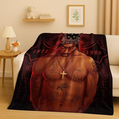 HD Rap Tupac 2pac Hip-Hop Music Rapper Catnap Flannel Blanket,Soft Plush Throw for Home Bedroom Bed Sofa Cover Kid Gift Picnic