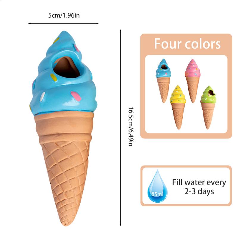 Clay Water Spikes Ice Cream Shape Stakes Irrigation 4X Clay Garden Waterers Auto-Water Irrigation System Keep Plants Happy And