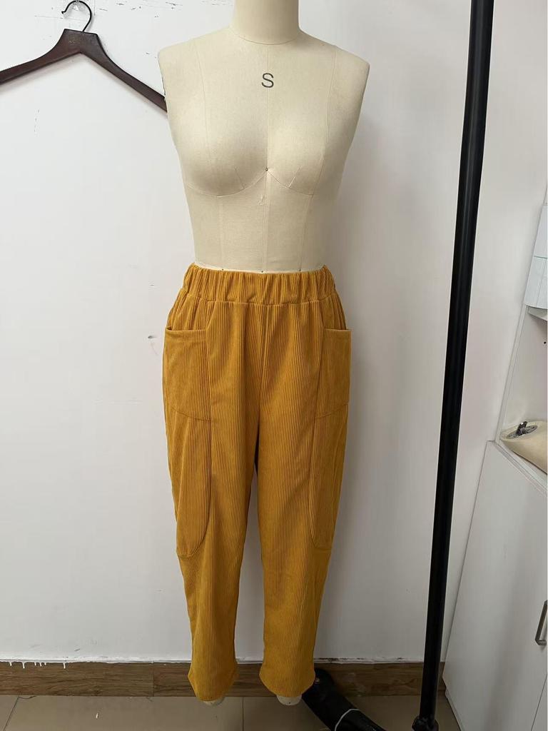 Available Now! Autumn/Winter Women's Corduroy Elastic Waist Loose-Fit Fashion Pants