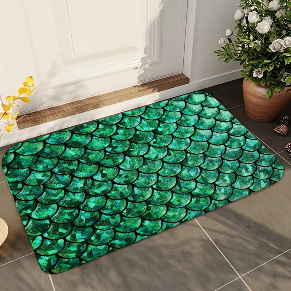 1pc Colorful Mermaid Scales Bathroom Absorbent Mats Anti-Slip Mats Home Decor Supplies Carpets Home Kitchen Floor Mats