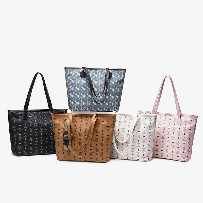 Versatile foreign style retro large-capacity handbag fashion trend printed tote bag commuter texture simple shoulder bag