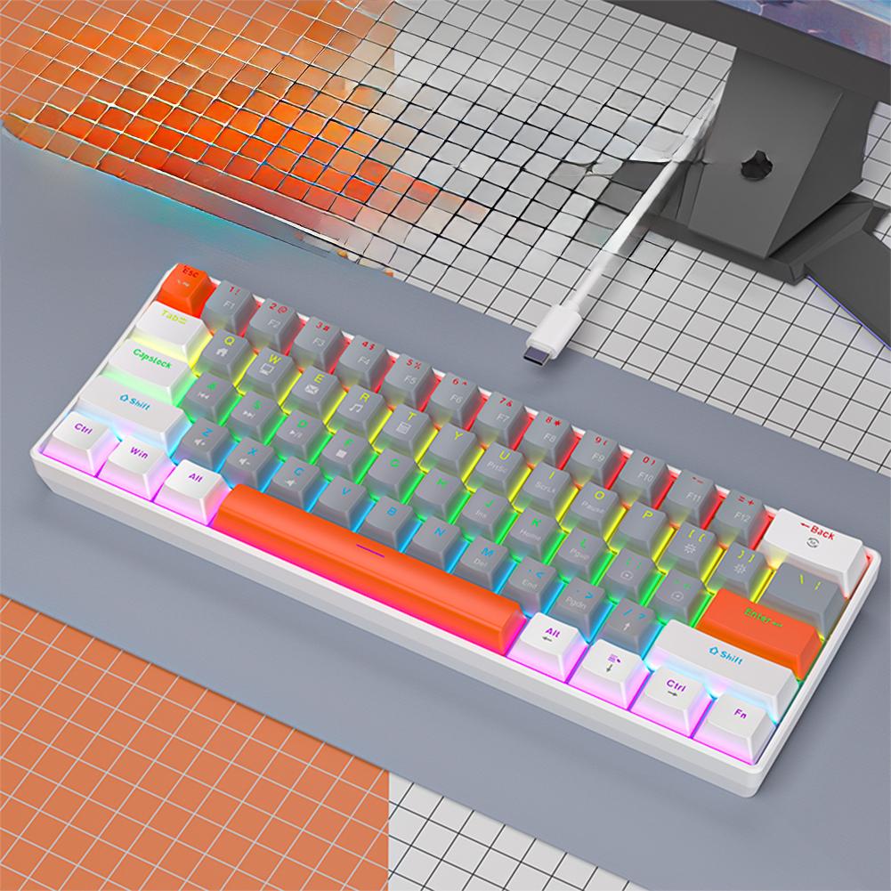 Mini Wired Gaming Mechanical Keyboard Phantom RGB, 61 Keys, Red/Blue/Yellow Switch, Ergonomic Keyboard , Portable for PC/Laptop