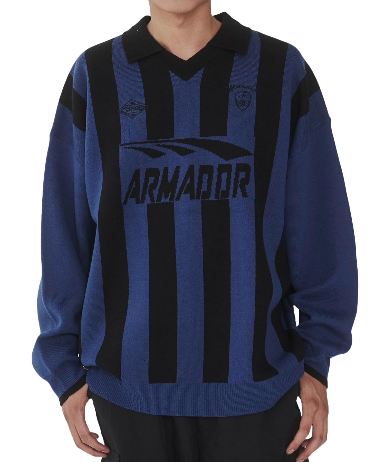 

WEGO Game Logo Knit Pullover Loose Size Blue Sweater, Top, Streetwear, Outdoor, Fit, Gift, Fall/Winter Clothes, Men s, M, синій