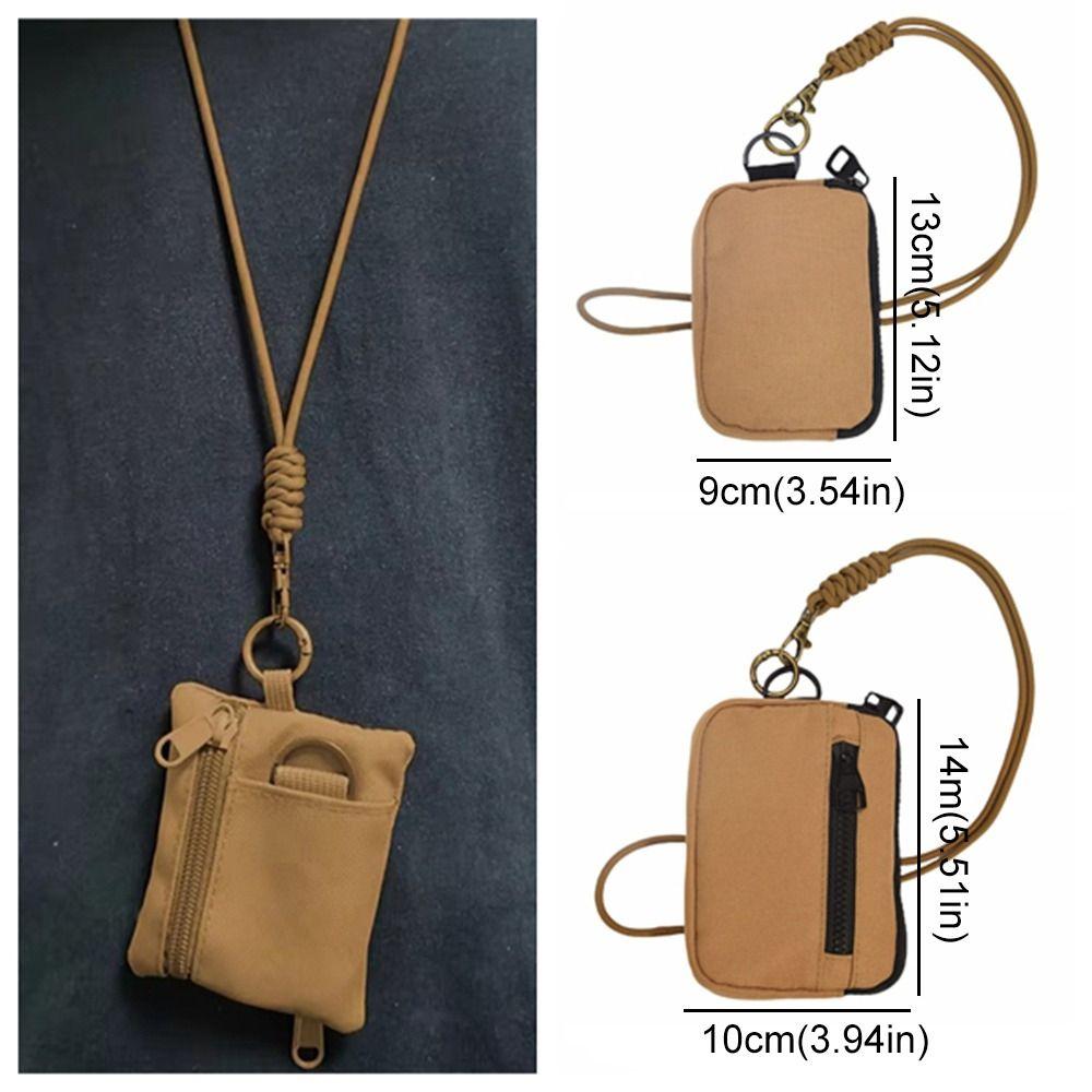 Solid Color Hanging Neck Wallet Multifunctional Small Storage Bag  Zipper Bag