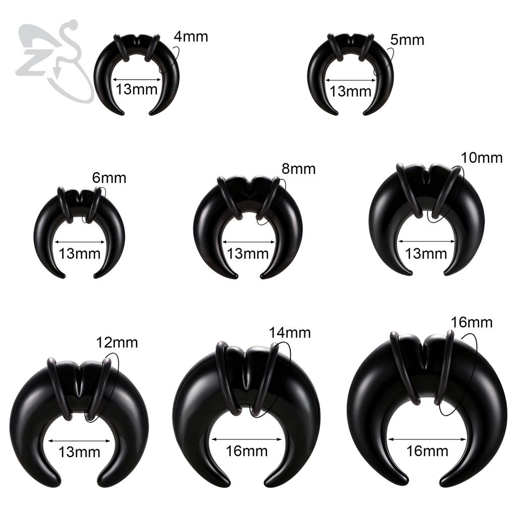 ZS 1 PC Colorful Glass Ear Plug And Tunnel Horn Shape Nose Septum Piercing 00/0/2/4/6G Ears Stretcher Large Gauge Flesh Expander