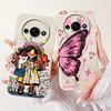 Für Redmi A3 Hülle Niedliche Cartoon Katze Ästhetisch Blumenmädchen Junge Stoßfeste Silikon-Rückabdeckung Für Xiaomi Redmi A3 Handyhülle Coque