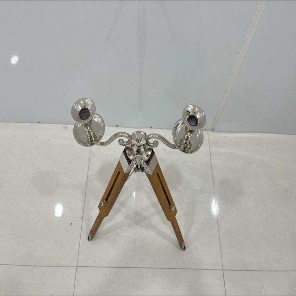 Table Lamp Candlestick Two-branched Candelabrum Candle Holder for Stand Wood And Metal Candles Fragrances