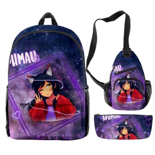 Luxury Novelty Cool Genshin Impact 3D Printed 3pcs/Set Pupil School Bags Travel Laptop Backpack Chest Bag Pencil Case