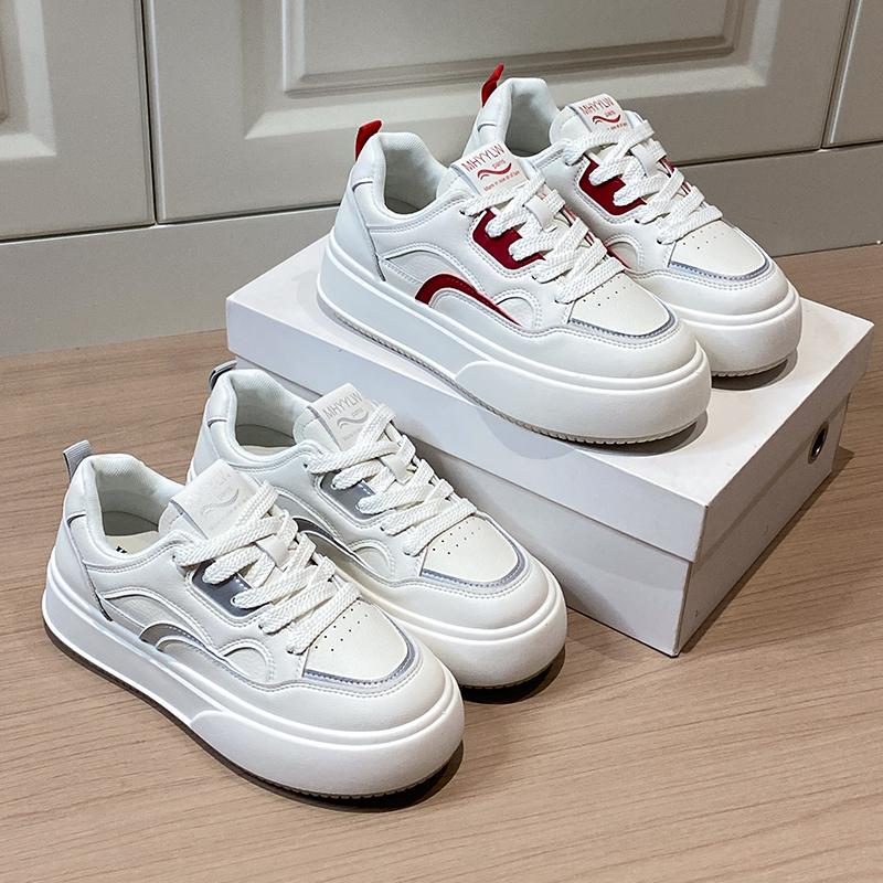 Fashion 2024 Spring New Women's Casual Sports Shoes Flat Comfortable Outdoor Sneakers Breathable White Lace-up Vulcanize Shoes