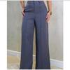 High Waist Straight Leg Pants Women Slim Fit Solid Color Casual Trousers