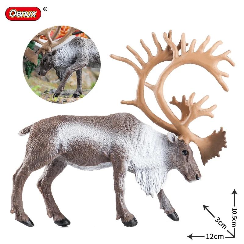 Oenux Forest Deer Animals Simulation Wild White-Tailed Elk Action Figures Moose Figurines Model Decoration Toy Kids Xmas Gift
