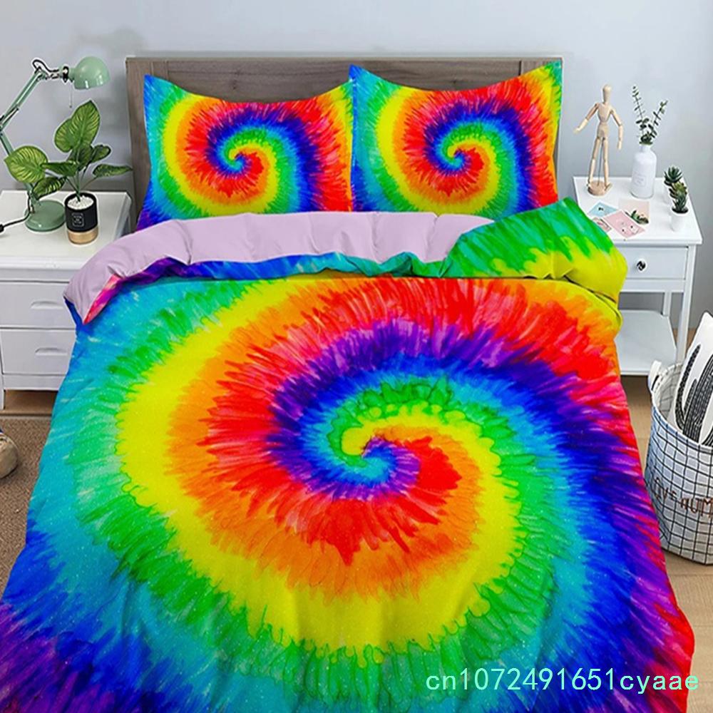 Rainbow Printing Bedding Set Colorful Stripe Soft,Comfortable And Breathable Comforter Cover King Queen Size Bedclothes Set 3pcs