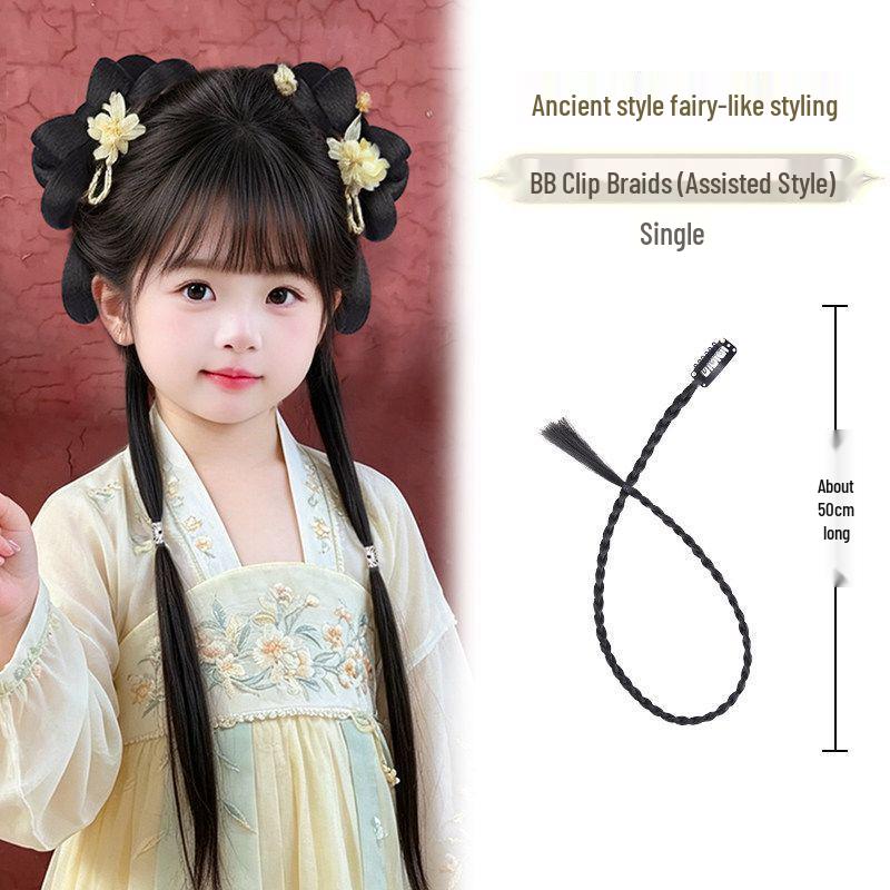 Girls  Hanfu Wig: Ancient Headdress, Children s Bun Bow Updo
