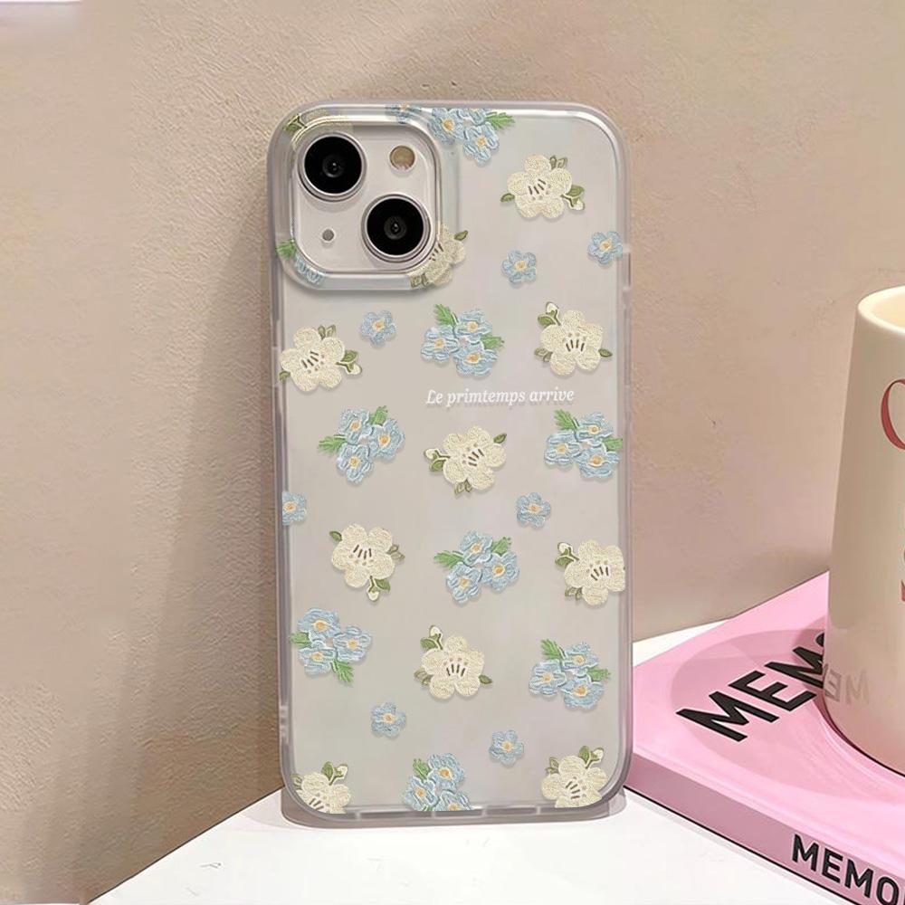 Flower Clear Phone Case For iPhone 15 16 Pro Max Case iPhone 13 11 12 14 Pro Max Plus 12 13 Mini Shockproof Silicone Soft Cover
