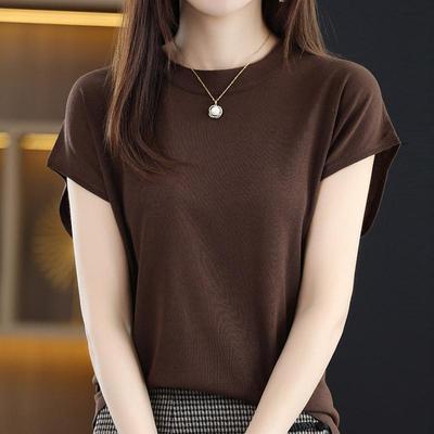 Women Sweaters Pullovers 2025 Summer Short Sleeve O-Neck Casual Knitted Sweater Women Tops Pullover JJ319