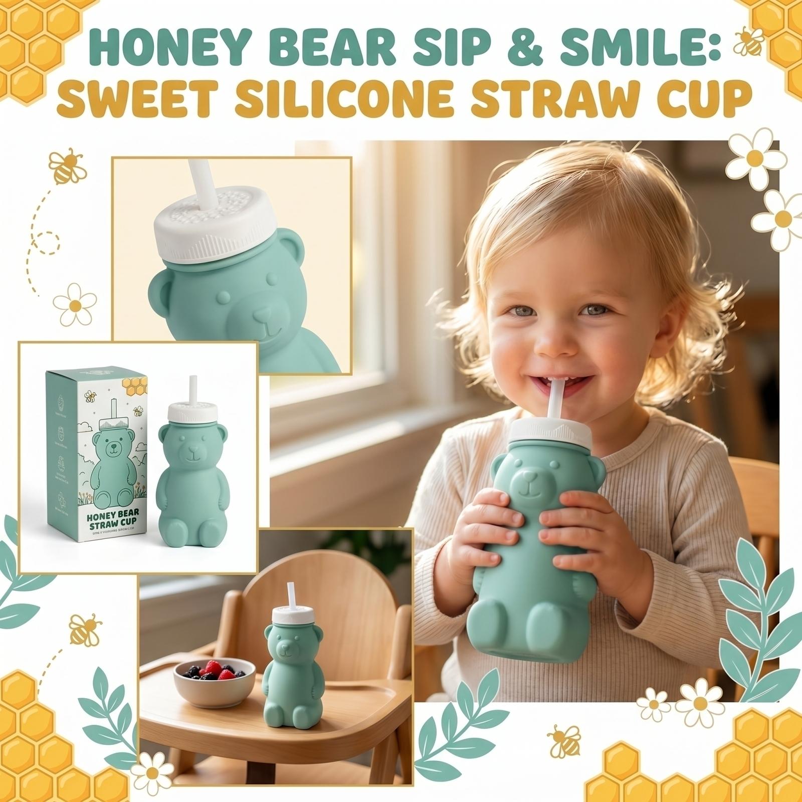 

Milk And Honey Bear Straw Cup, Silicone, 8 Oz. One Size белый