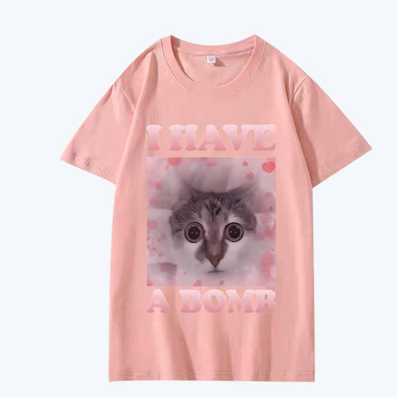 Have A Bomb Funny Cat Dank Meme T Shirt men women Oversized 100% Cotton Hot sale short sleeve Summer print Unisex plus size tops