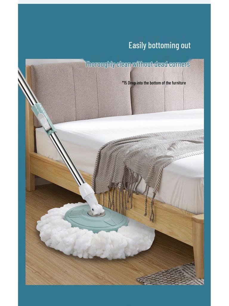 Thickened Rotary Mop Bucket with Auto Wringing, Cotton Mop Pad, Wet/Dry Dual Use for Quick Household Cleaning