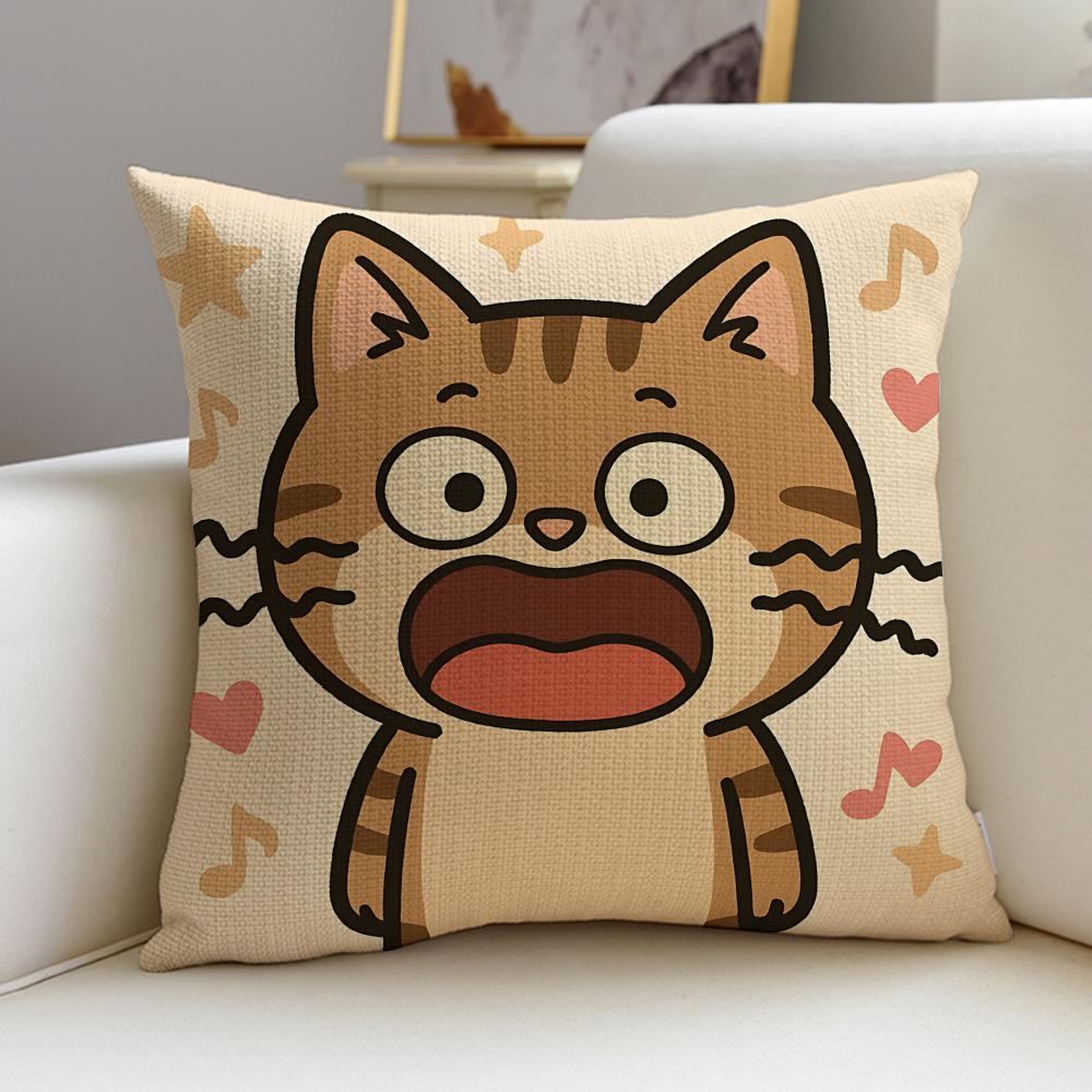 Cute MMeowing catS Cushion Cover Breathable and Skinfriendly Linen Pillowcase Square Removable and Washable Cushion