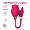 Rose Flower Dual-Head Vibrating Egg & Telescopic Massager